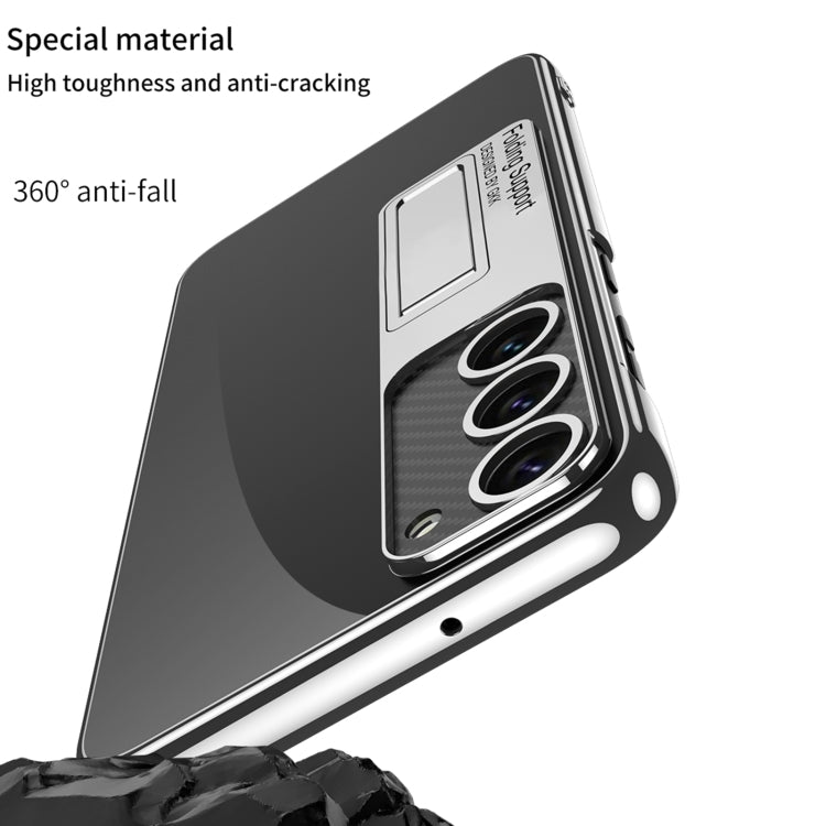For Samsung Galaxy S24+ 5G GKK Electroplating Full Coverage Protective Phone Case with Holder(Green)