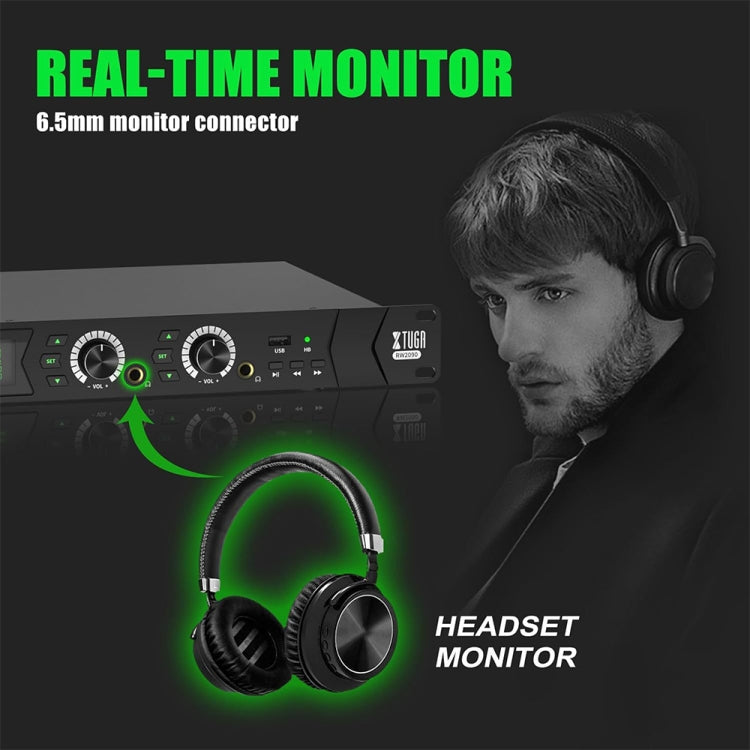XTUGA RW2090 Professional Stage Wireless 2 Channel In Ear Monitoring System 2 in 1(EU Plug)