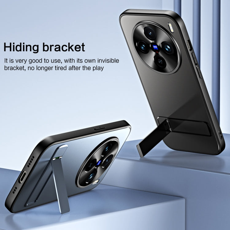 For vivo X100 / X100 Pro R-JUST RJ-61 Electroplating Frosted TPU + PC Phone Case with Holder(Grey)