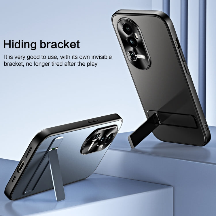 For OPPO Reno10 / Reno10 Pro Global R-JUST RJ-61 Electroplating Frosted TPU + PC Phone Case with Holder(Blue)