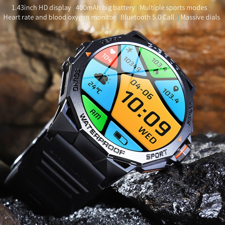 K62 1.43 inch AMOLED Round Screen Smart Watch Supports Bluetooth Calls(Black)
