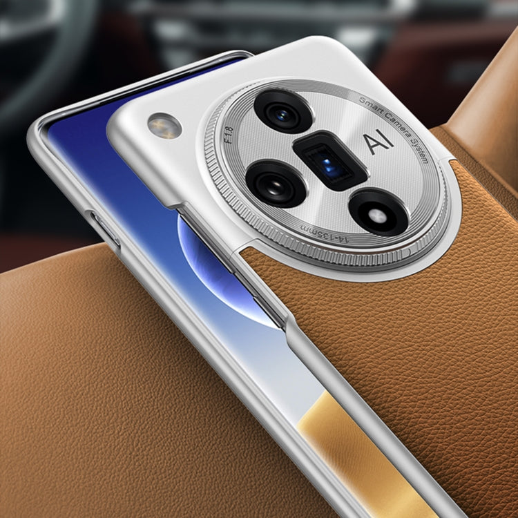 For OPPO Find X7 Ultra GKK Mortise-Tenon Connection Contrast Color Leather Shockproof Phone Case(Brown)