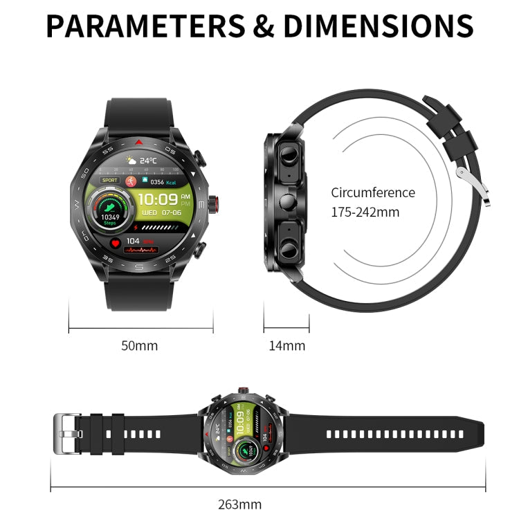 LEMFO T95 1.52 inch IPS Screen 2 in 1 Bluetooth Earphone Smart Watch Support Health Monitoring(Silver)