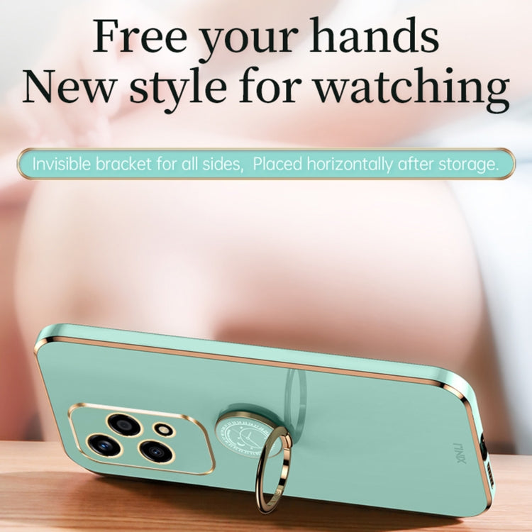 For Honor 200 Lite Global XINLI Straight 6D Plating Gold Edge TPU Shockproof Case with Ring Holder(Hawthorn Red)