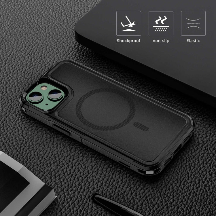For iPhone 13 RedPepper Armor Magsafe PC Hybrid TPU Phone Case(Black)
