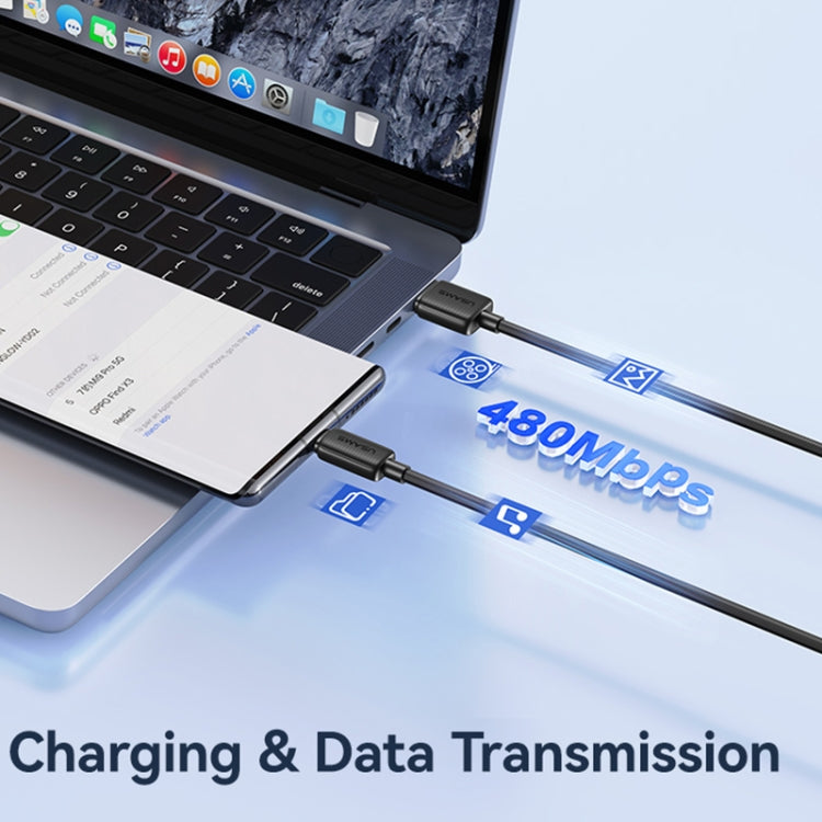 USAMS US-SJ688 USB to USB-C / Type-C 3A Striped Fast Charge Data Cable, Length:1m(White)