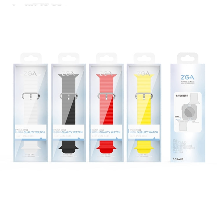 For Apple Watch Series 6 44mm ZGA Ocean Silicone Watch Band(Yellow)