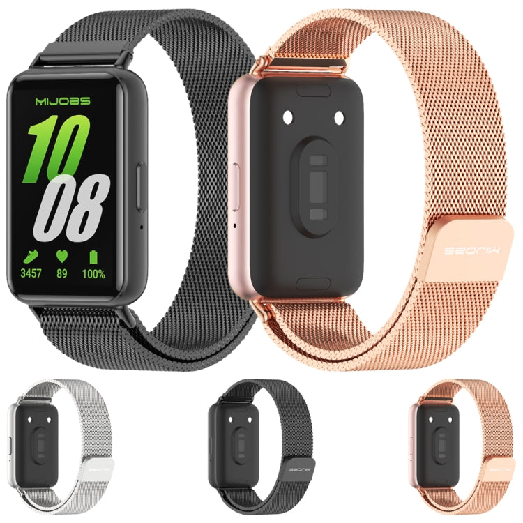 For Samsung Galaxy Fit 3 Mijobs Milan Magnetic Metal Watch Band(Black)