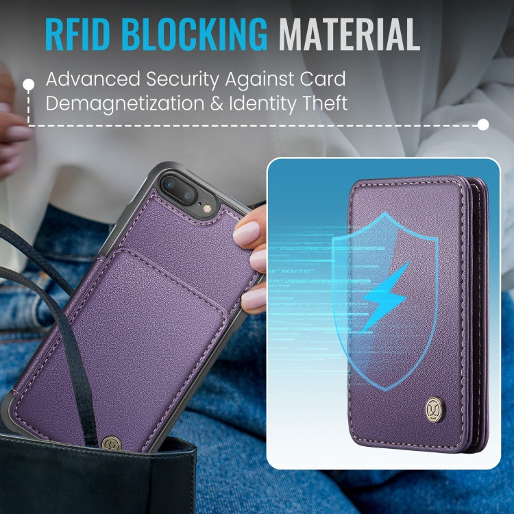 For iPhone 8 Plus / 7 Plus / 6 Plus JEEHOOD J05 Business Magnetic Style RFID Leather Phone Case(Purple)