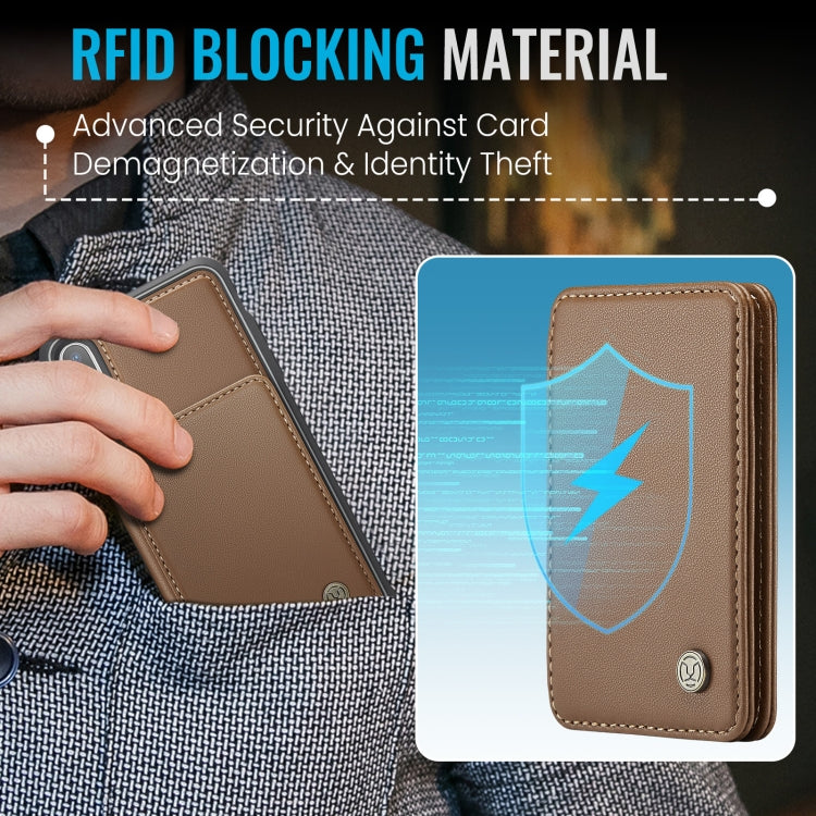 For iPhone X / XS JEEHOOD J05 Business Magnetic Style RFID Leather Phone Case(Brown)