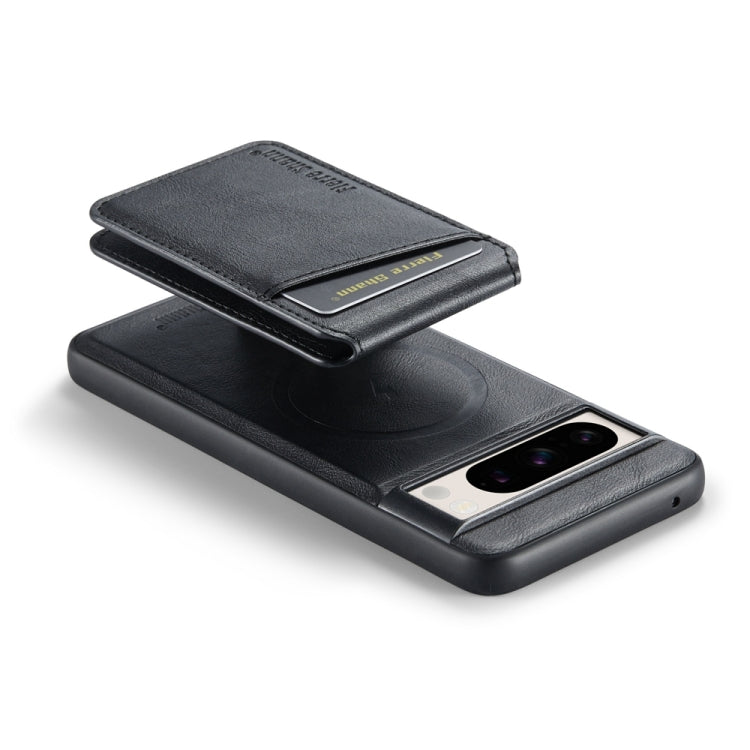For Google Pixel 8 Fierre Shann Cowhide Vertical Flip Magnetic Card Holder Phone Case(Black)
