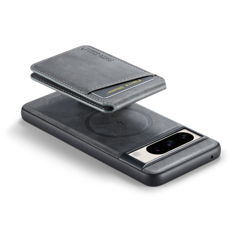 For Google Pixel 8 Fierre Shann Cowhide Vertical Flip Magnetic Card Holder Phone Case(Grey)