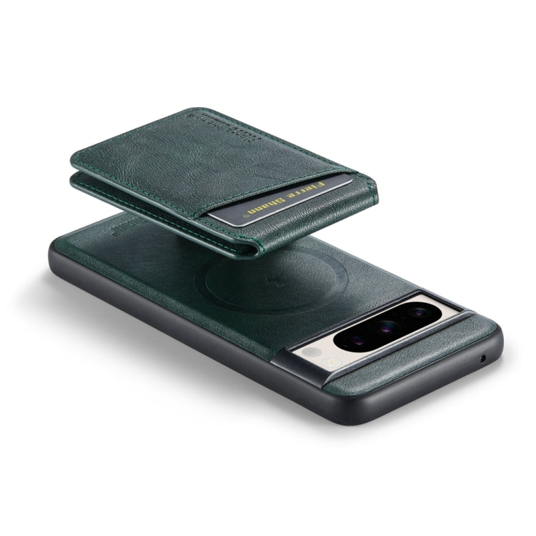 For Google Pixel 7 Pro Fierre Shann Cowhide Vertical Flip Magnetic Card Holder Phone Case(Green)