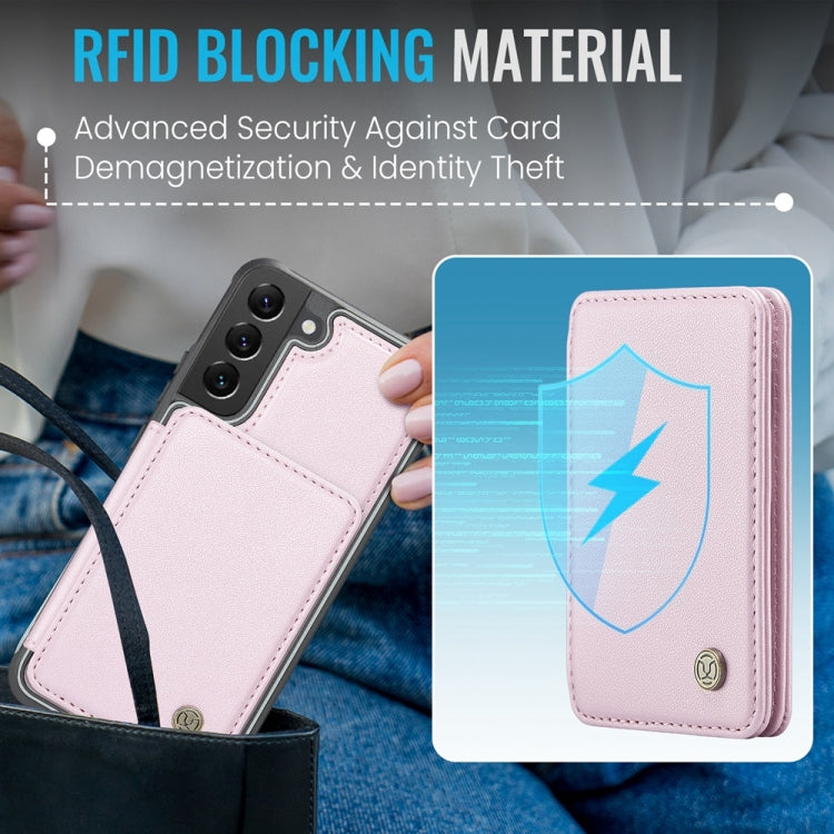For Samsung Galaxy S22+ 5G JEEHOOD J05 Business Magnetic Style RFID Leather Phone Case(Pink)