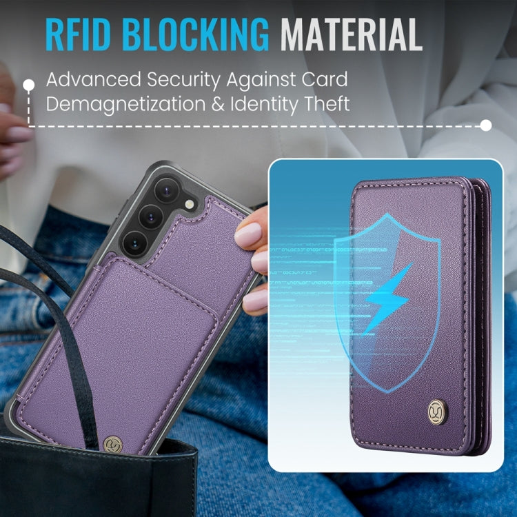 For Samsung Galaxy S23+ 5G JEEHOOD J05 Business Magnetic Style RFID Leather Phone Case(Purple)