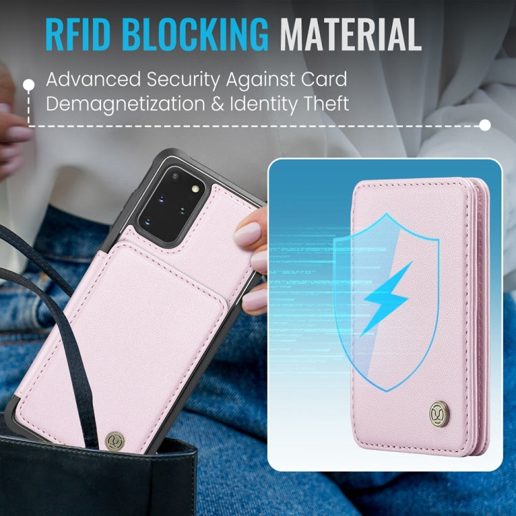 For Samsung Galaxy S20+ 5G JEEHOOD J05 Business Magnetic Style RFID Leather Phone Case(Pink)