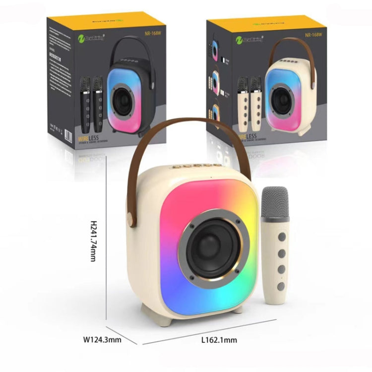 NewRixing NR168W Portable Colorful Bluetooth Speaker Home Dual Mic Karaoke Speaker(Black)