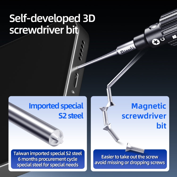 QianLi iWhale Special S2 Steel Magnetic Torque 3D Screwdriver, Model:C Pentalobe 0.35
