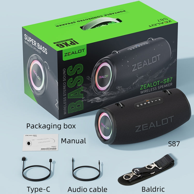 Zealot S87 80W Portable Outdoor Bluetooth Speaker with RGB Light(Black)