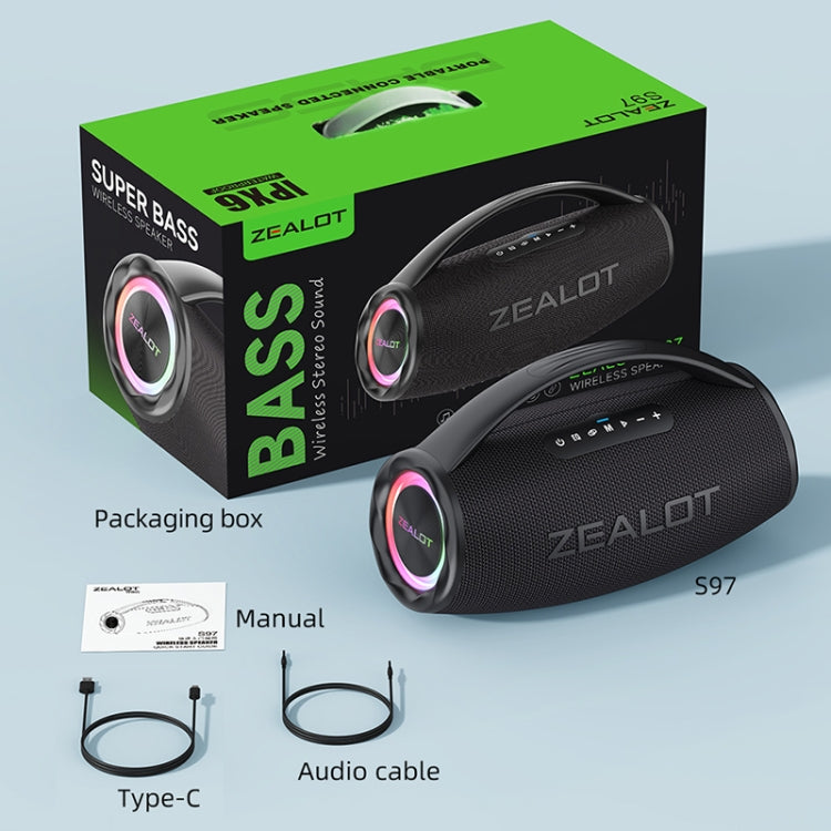 Zealot S97 80W Outdoor Portable RGB Light Bluetooth Speaker(Grey)