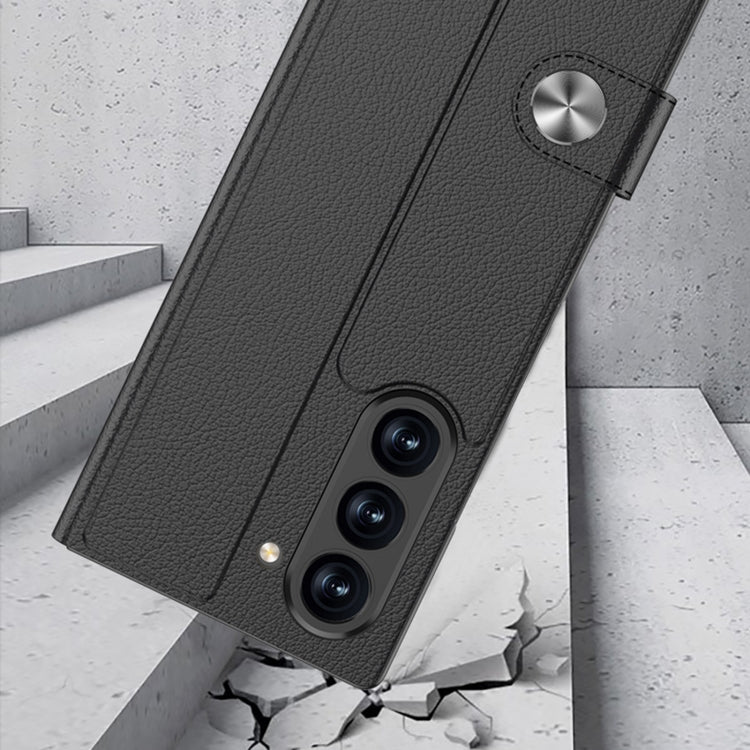 For Samsung Galaxy Z Fold6 GKK Integrated Flip Leather Case with Pen Slotm, Stylus Not Included(Titanium Grey)