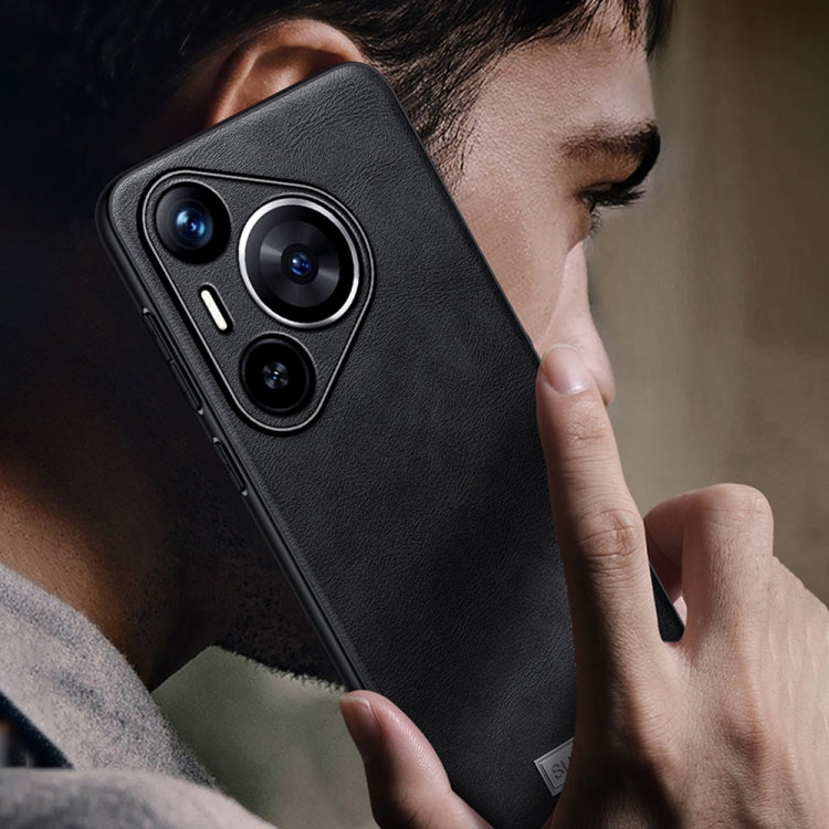 For Huawei Pura 70 SULADA Shockproof TPU Hybrid Handmade Leather Phone Case(Red)