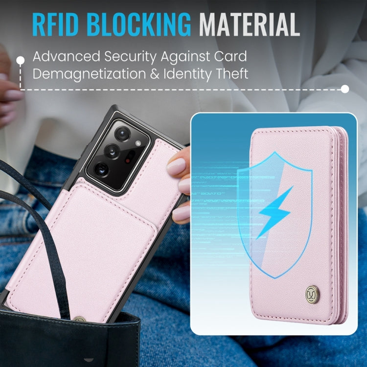 For Samsung Galaxy Note20 Ultra JEEHOOD J05 Business Magnetic Style RFID Leather Phone Case(Pink)