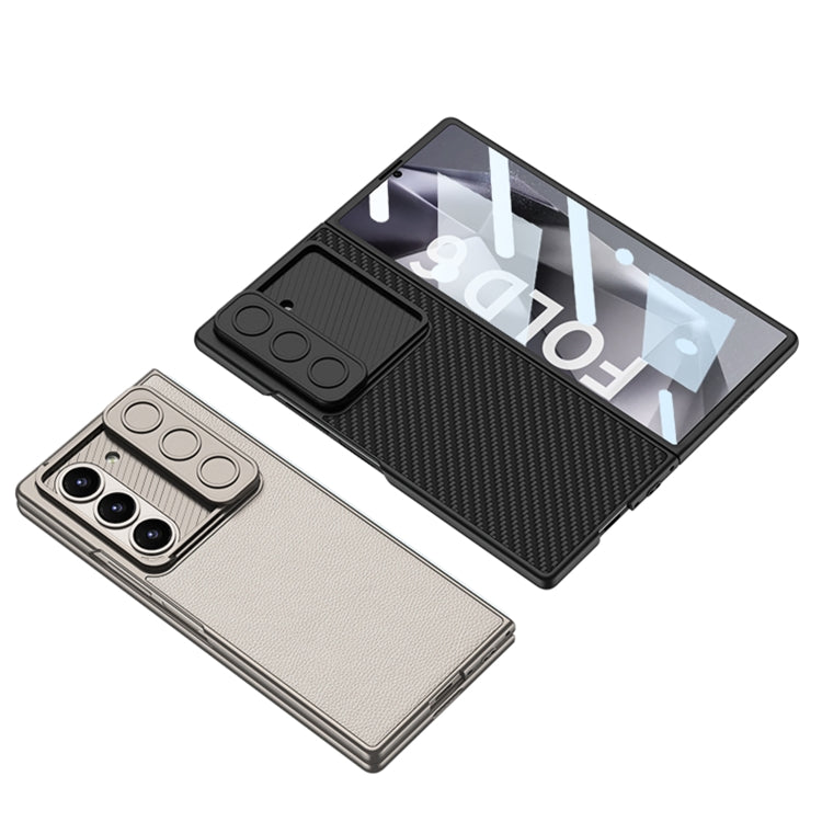 For Samsung Galaxy Z Fold6 GKK Integrated Ultra-thin Sliding Window Leather Phone Case(Silver)