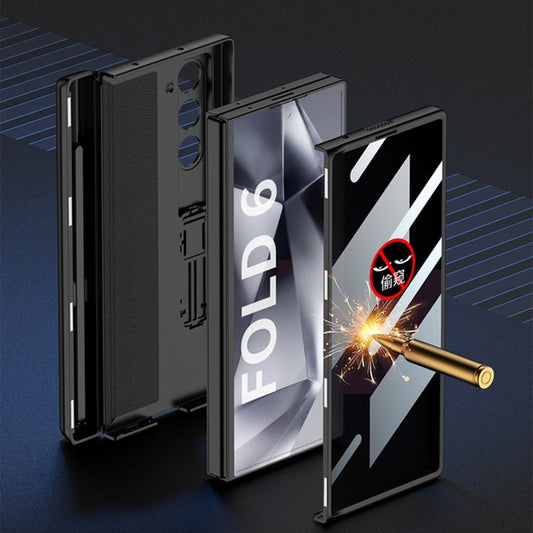 For Samsung Galaxy Z Fold6 GKK Integrated Anti Peep Full Coverage Magnetic Fold Phone Case with Pen Box, Not Included Pen(Night Green)