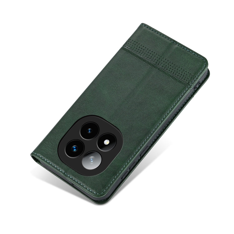 For Redmi Note 14 Pro+ 5G AZNS Magnetic Calf Texture Flip Leather Phone Case(Dark Green)