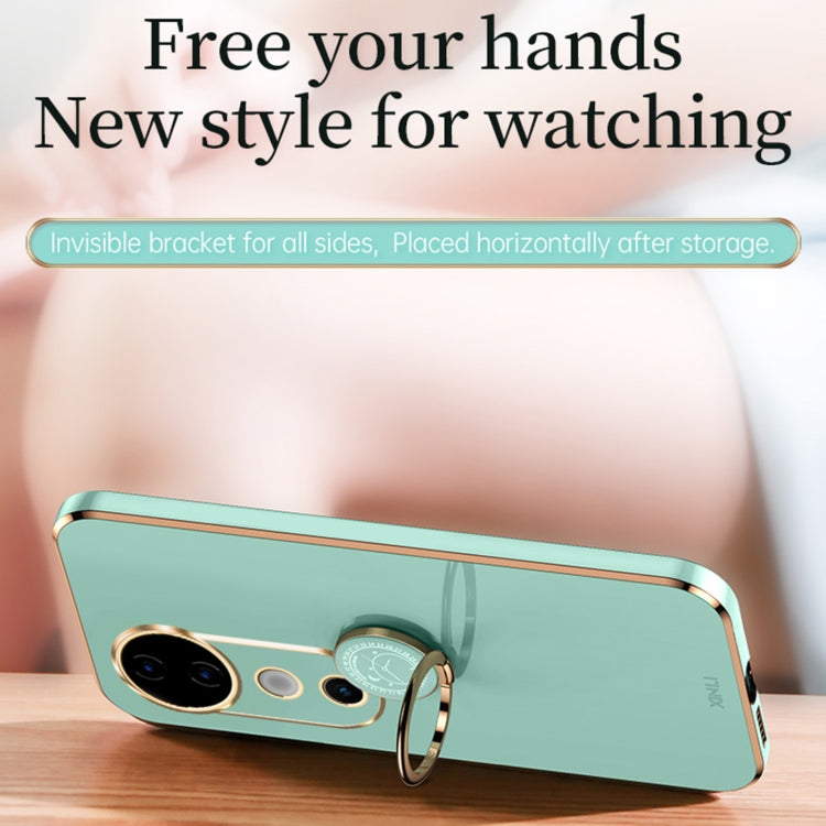 For vivo S19 XINLI Straight Edge 6D Electroplate TPU Phone Case with Ring Holder(Celestial Blue)