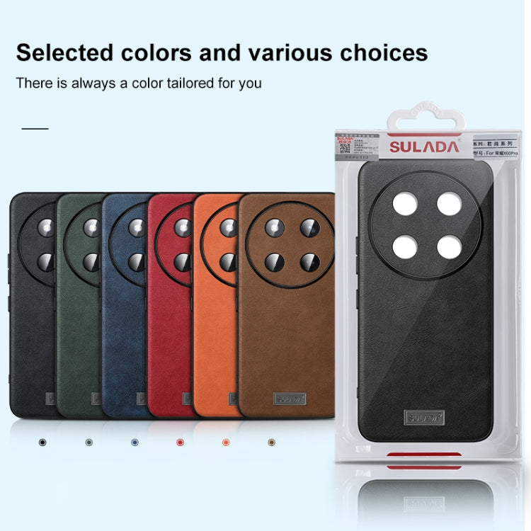 For Honor 200 Pro SULADA Shockproof TPU Hybrid Handmade Leather Phone Case(Red)