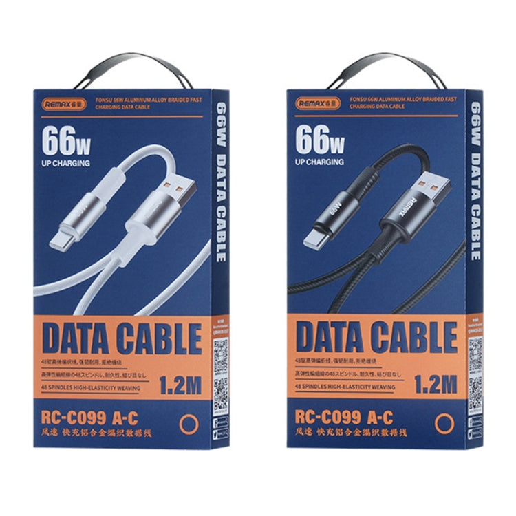 REMAX RC-C099 1.2m 66W USB to Type-C Fast Charging Braided Data Cable(White)
