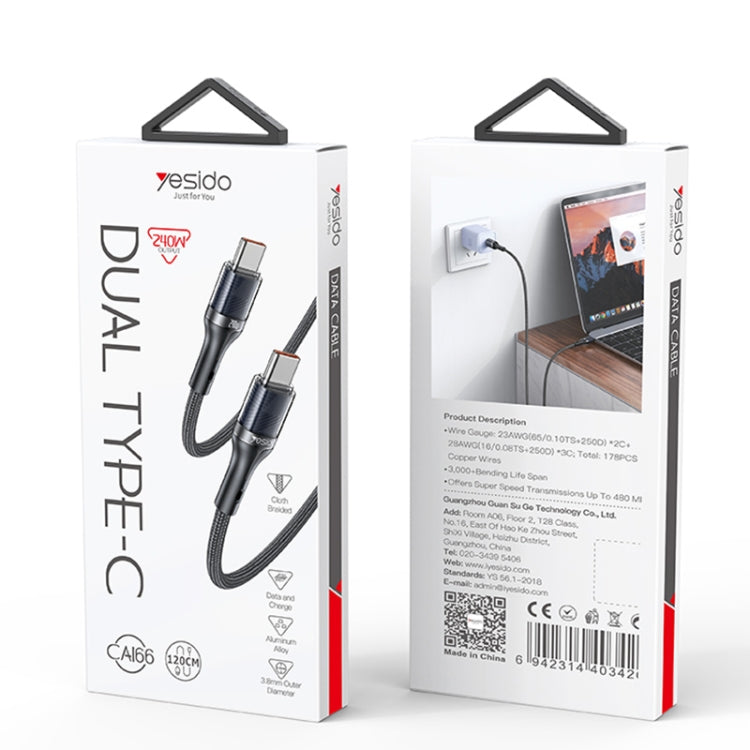 Yesido CA166 PD 240W USB-C / Type-C to USB-C / Type-C Super Fast Charging Data Cable, Length:1.2m(Black)