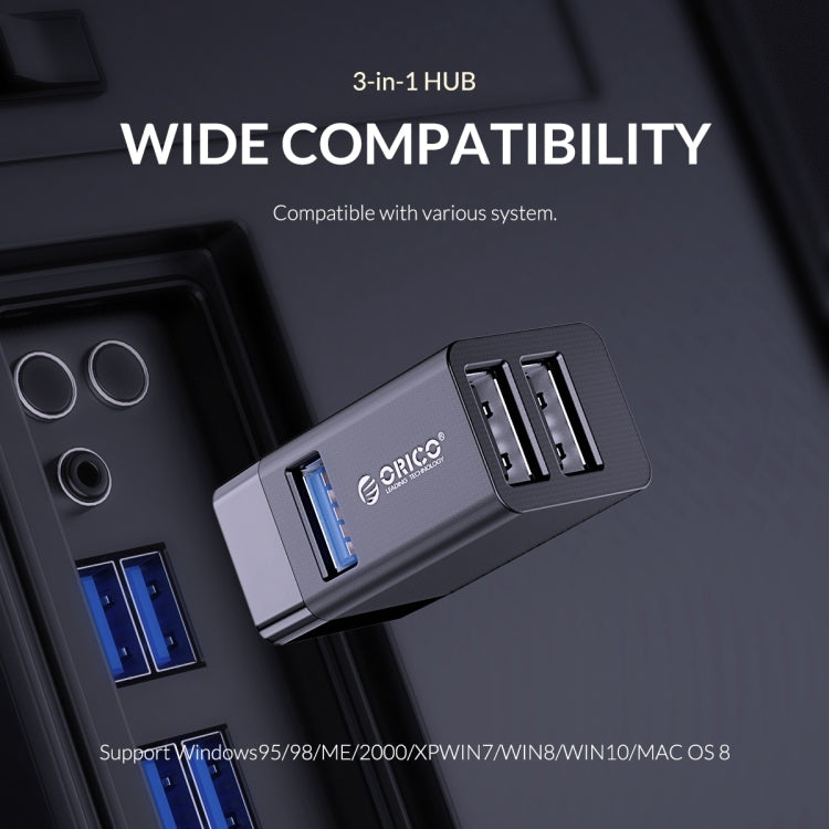 ORICO MINI-U32 3 in 1 USB Interface ABS Plastic Mini HUB Adapter(Black)