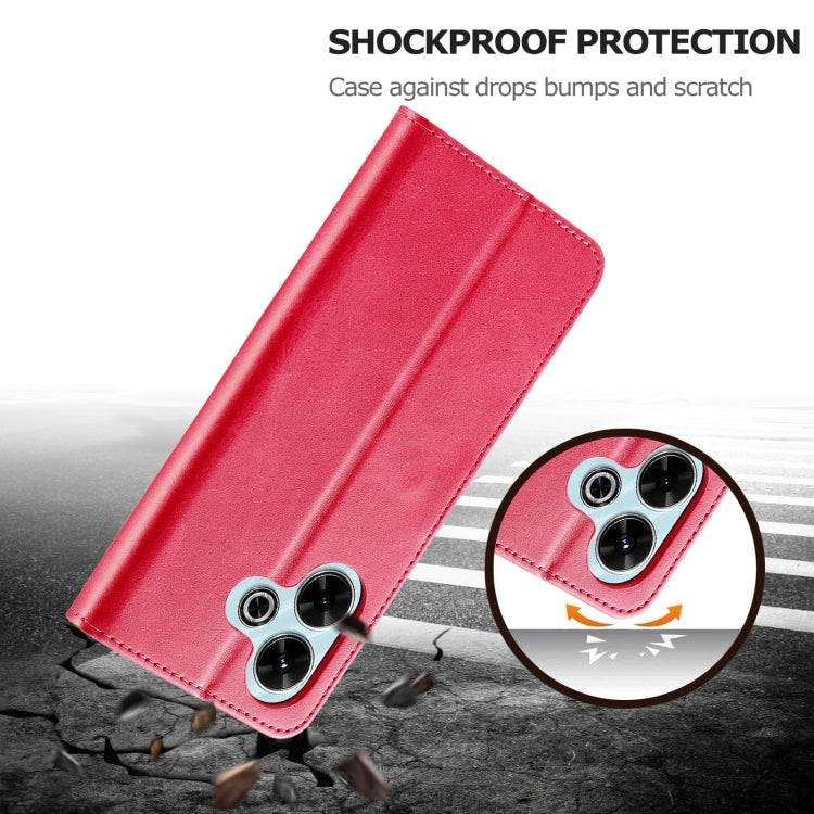 For Redmi 13 4G LC.IMEEKE Calf Texture Leather Phone Case(Red)