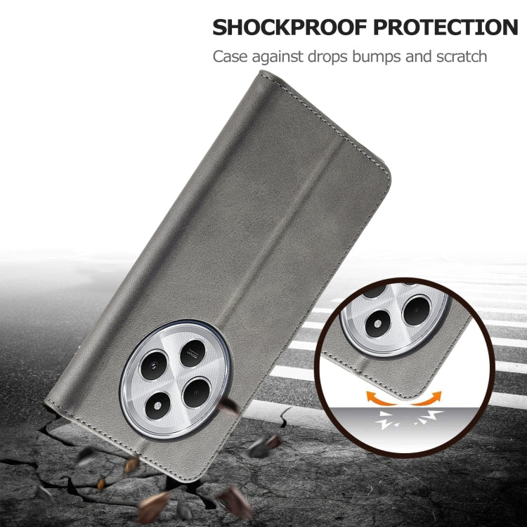 For Redmi A4 5G LC.IMEEKE Calf Texture Leather Phone Case(Grey)