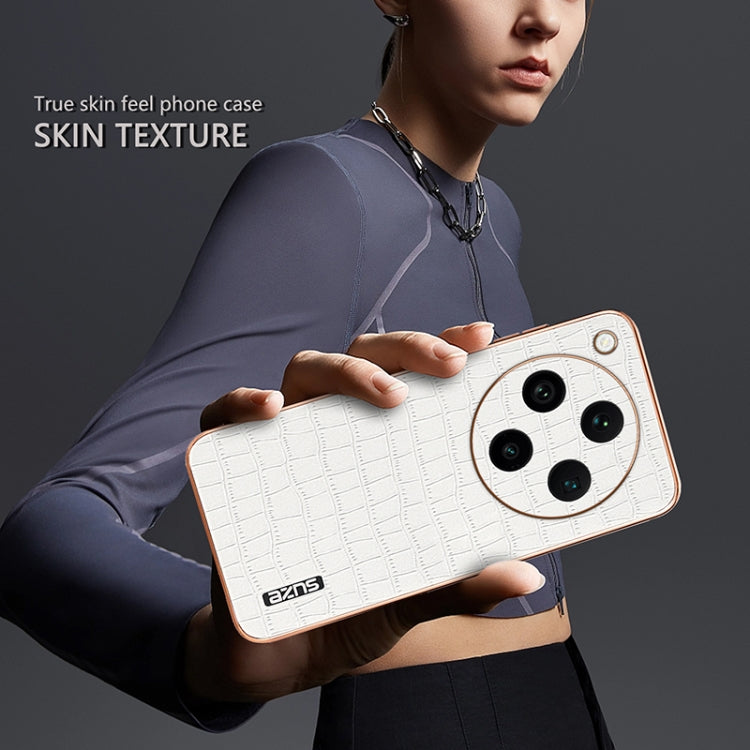 For OPPO Find X8 Pro AZNS Electroplated Frame Crocodile Texture Full Coverage Phone Case(Black)