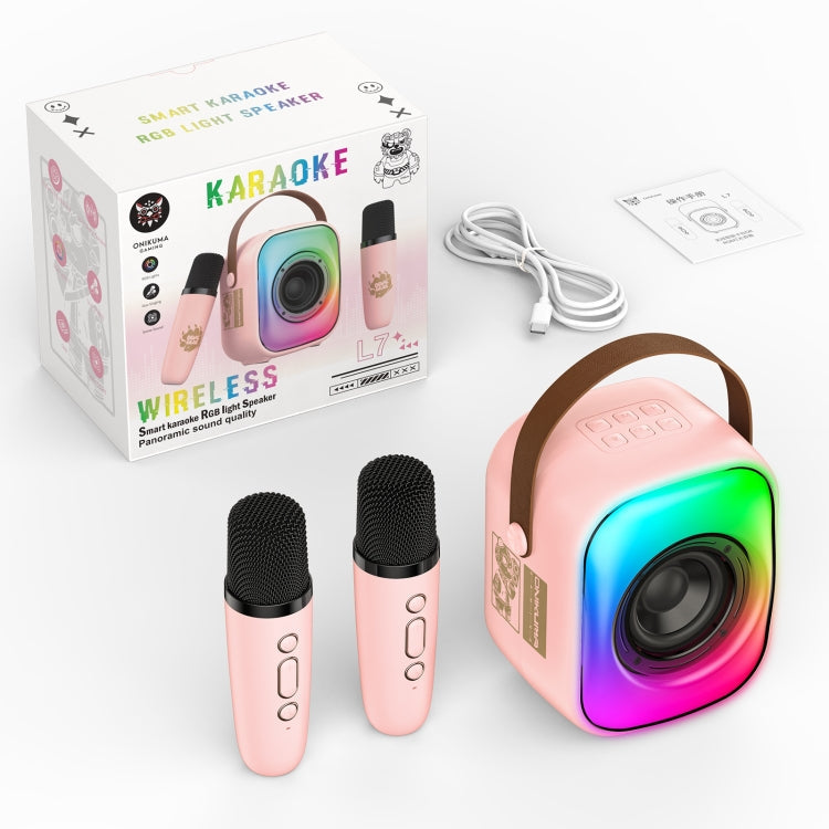 ONIKUMA L7 5W Karaoke Bluetooth Speaker with 2 Microphones(Pink)