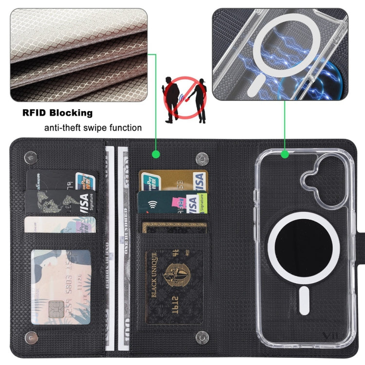 For iPhone 16 Pro ViLi GHA-C Series RFID MagSafe Magnetic Flip Leather Phone Case(Black)