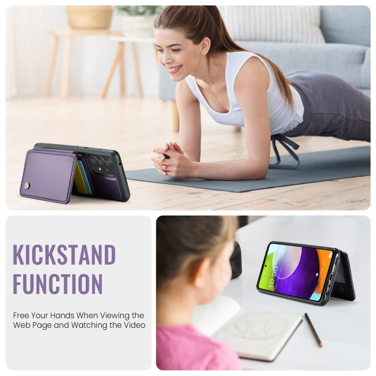For Samsung Galaxy A52s 5G JEEHOOD J05 Business Magnetic Style RFID Leather Phone Case(Purple)