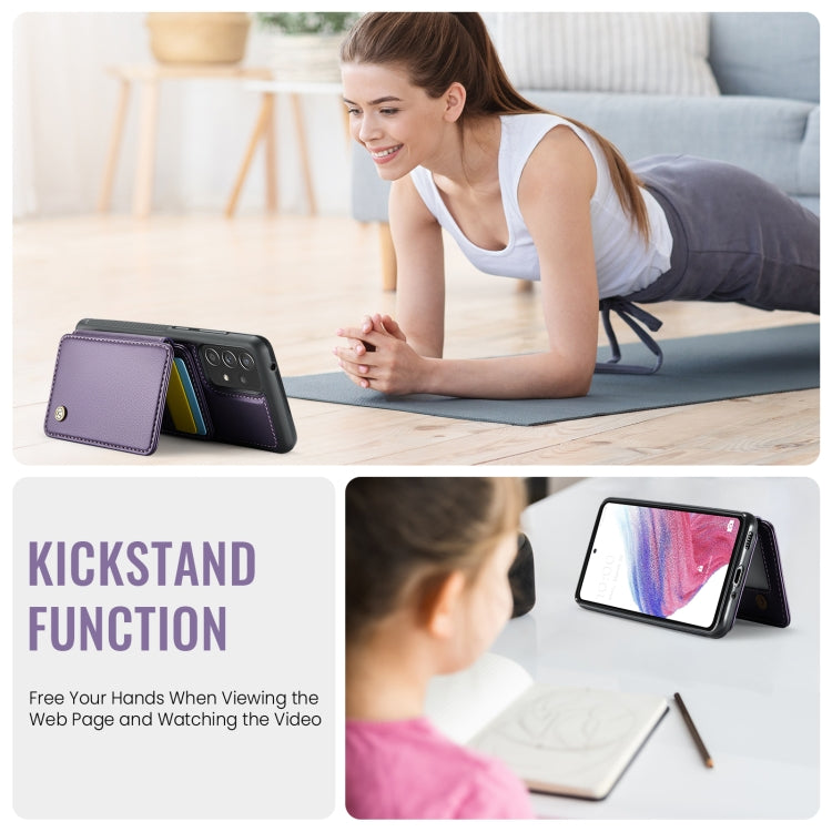 For Samsung Galaxy A53 5G JEEHOOD J05 Business Magnetic Style RFID Leather Phone Case(Purple)