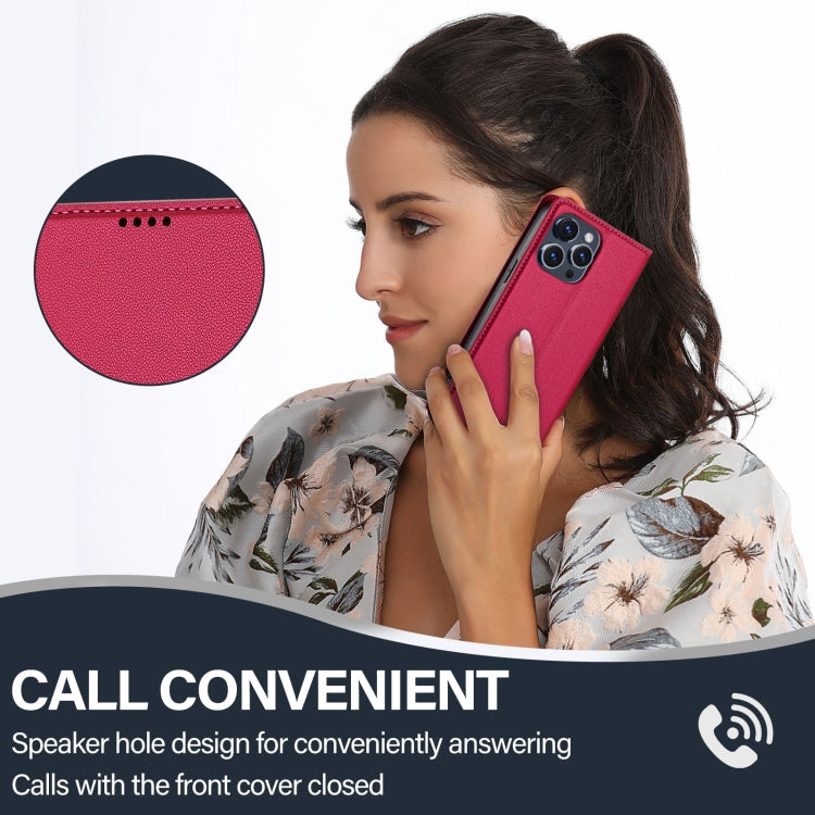 For iPhone 14 Pro Max LC.IMEEKE L1 Series Frosted Fine Texture PU Phone Case(Red)