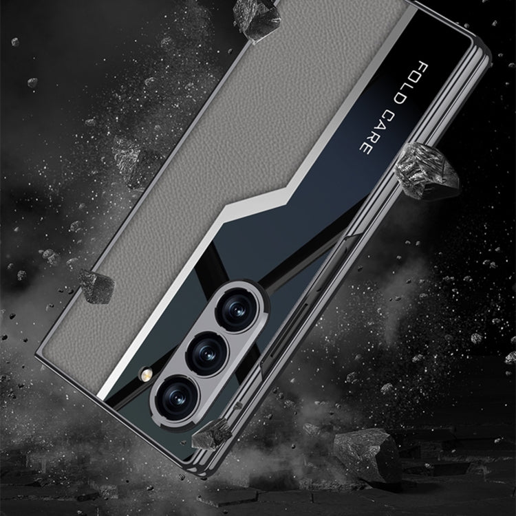 For Samsung Galaxy Z Fold6 GKK Integrated Plating TPU + Leather Supercar Full Coverage Phone Case(Black)