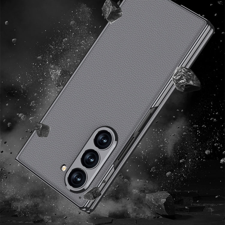 For Samsung Galaxy Z Fold6 GKK Integrated Plating Leather Full Coverage Phone Case(Grey)