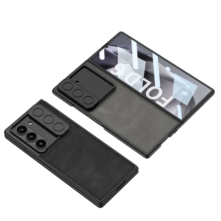 For Samsung Galaxy Z Fold6 GKK Integrated Ultra-thin Sliding Window Frosted Leather Phone Case(Brown)