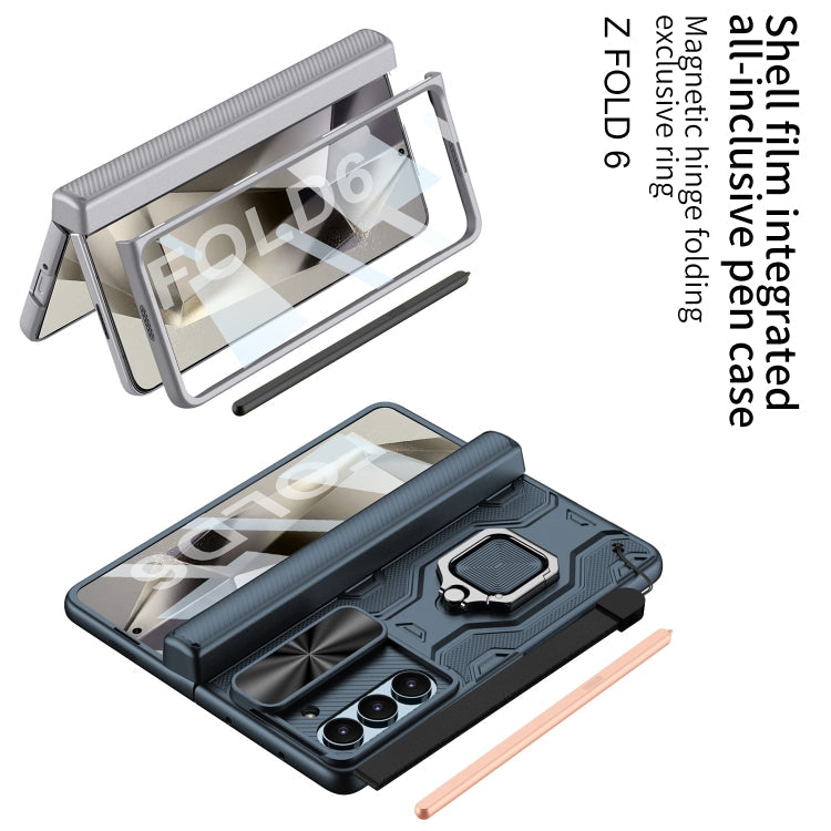 For Samsung Galaxy Z Fold6 GKK Integrated Folding Alloy Shell PC Phone Case with Pen Box, Not Included Pen(Green)