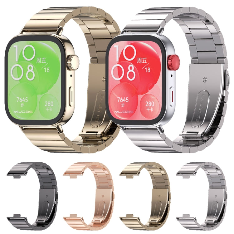For Huawei Watch Fit3 MIJOBS Bamboo Stainless Steel Watch Band(Black)