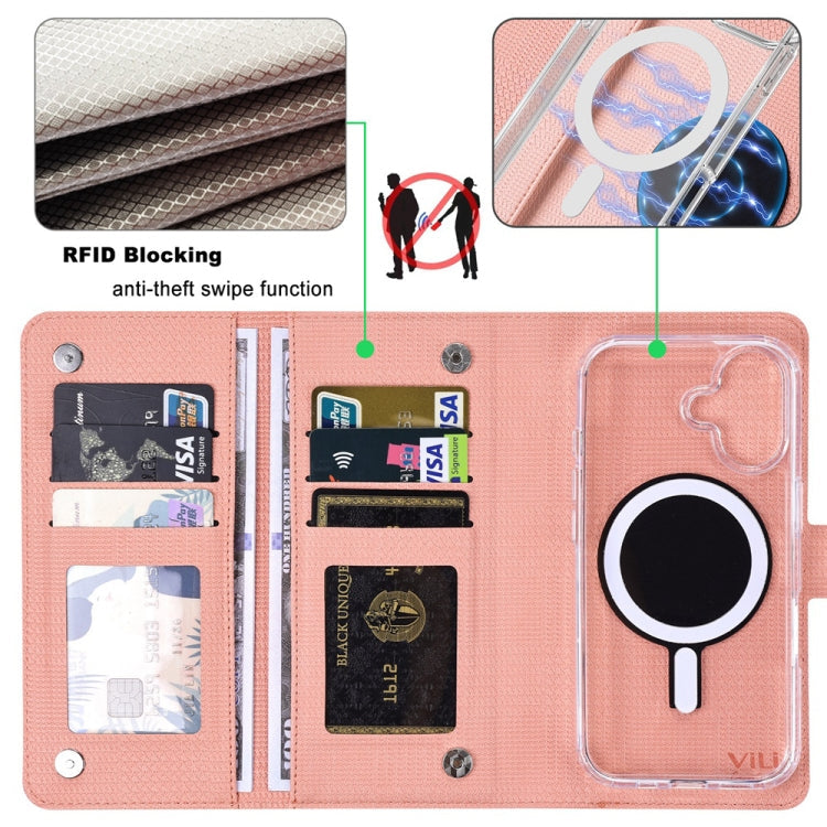 For Samsung Galaxy S24+ 5G ViLi GHA-C Series RFID MagSafe Magnetic Flip Leather Phone Case(Pink)