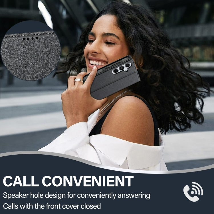 For Samsung Galaxy A35 5G LC.IMEEKE L1 Series Frosted Fine Texture PU Phone Case(Black)